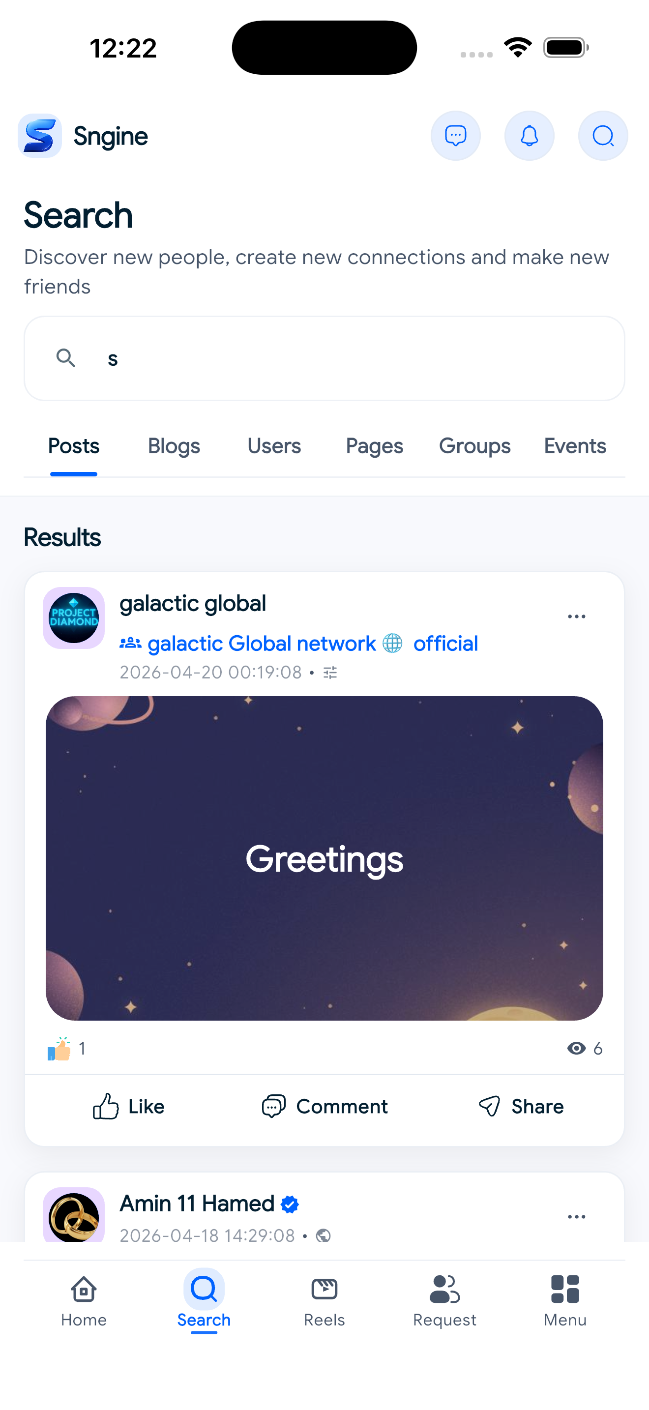 Sngine Timeline – Flutter Social Networking App (Android & iOS) mobile preview